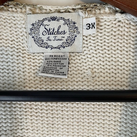 Stitches In Time Angels Peace Love Hope Button Cardigan Winter Knit Sweater  3X - Picture 7 of 16